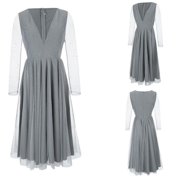 casual dresses women's solid grey dress v-neck pleated ruffle gauze transparent long-sleeved female formal party robe, Black;gray
casual dresses women's solid grey dress v-neck pleated ruffle gauze transparent long-sleeved female formal party robe, Black;gray
