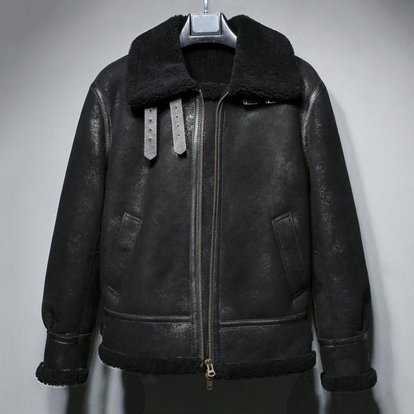 mens b3 shearling jacket short fur coat black leather winter coats fashion motorcycle men's & faux
mens b3 shearling jacket short fur coat black leather winter coats fashion motorcycle men's & faux