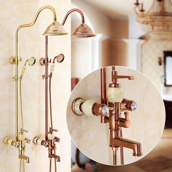 gold plated jade rain shower faucet mixer tap rose brass diamond head set bathroom wall mounted sets
gold plated jade rain shower faucet mixer tap rose brass diamond head set bathroom wall mounted sets