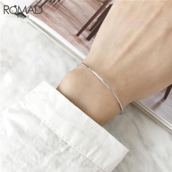 link, chain romad minimalism thin opening bracelet for women dainty gifts femme jewelry 925 sterling silver women's wholesale r4, Black
link, chain romad minimalism thin opening bracelet for women dainty gifts femme jewelry 925 sterling silver women's wholesale r4, Black