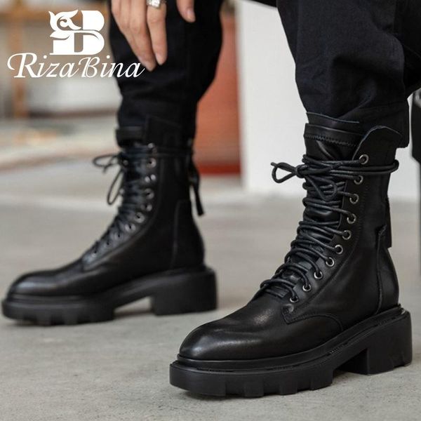 boots rizabina winter genuine leather women ankle shoes thick heels cool fashion punk style ladies footwear size 34-40, Black
boots rizabina winter genuine leather women ankle shoes thick heels cool fashion punk style ladies footwear size 34-40, Black