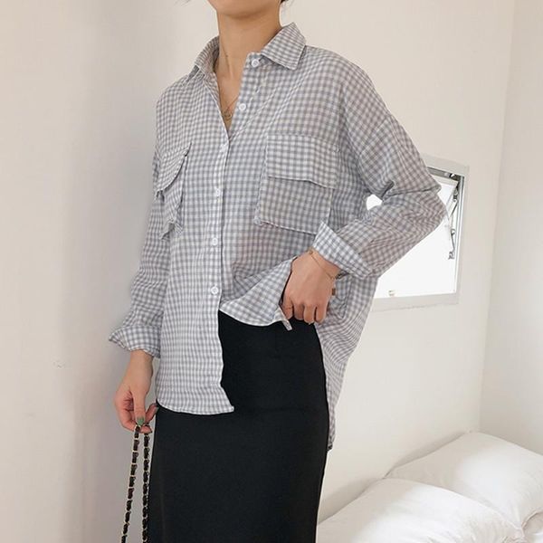 summer women plaid shirt office lady blouse turn-down collar casual female loose full sleeve all-match elegant student women's blouses, White
summer women plaid shirt office lady blouse turn-down collar casual female loose full sleeve all-match elegant student women's blouses, White
