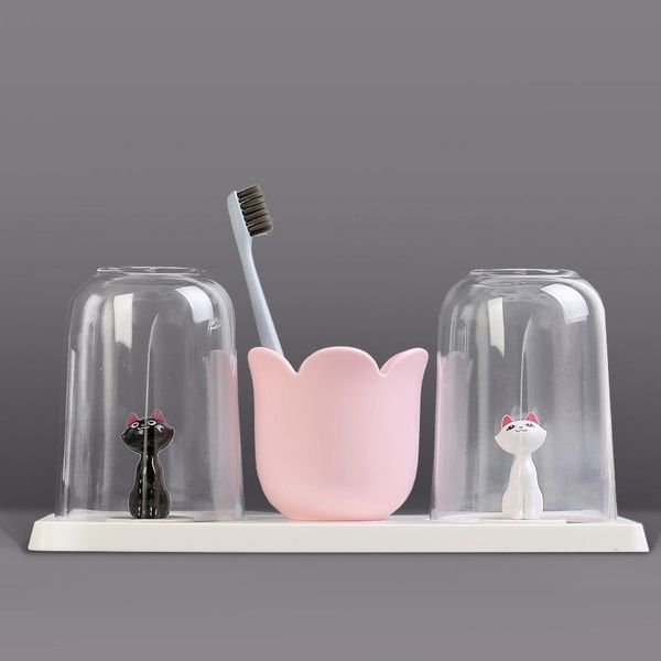 toothbrush holders kitten mouthwash cup set bathroom accessories sets toothpaste dispenser holder shelves