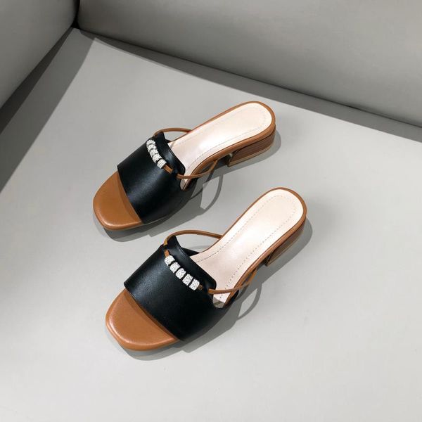 slippers 2021 outside slides women string beads chunky heel genuine leather summer shoes, Black
slippers 2021 outside slides women string beads chunky heel genuine leather summer shoes, Black