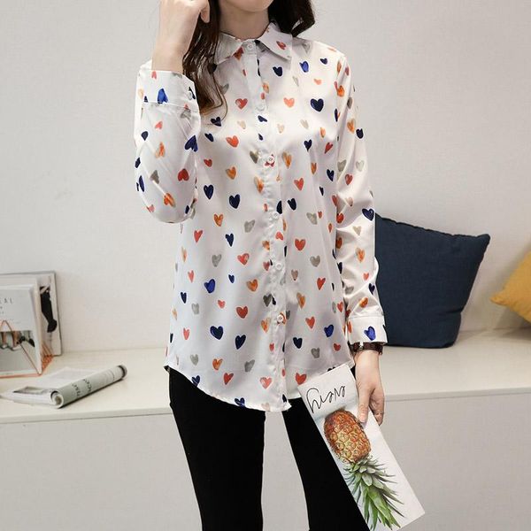 women heart print blouse casual long sleeve turn-down collar loose chiffon blouses korean ladies clothing women's & shirts, White
women heart print blouse casual long sleeve turn-down collar loose chiffon blouses korean ladies clothing women's & shirts, White
