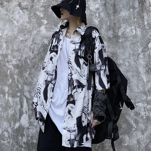 men women summer gothic blouse button up shirt short sleeve tee goth clothes harajuku ulzzang korean clothing men's casual shirts, White;black
men women summer gothic blouse button up shirt short sleeve tee goth clothes harajuku ulzzang korean clothing men's casual shirts, White;black