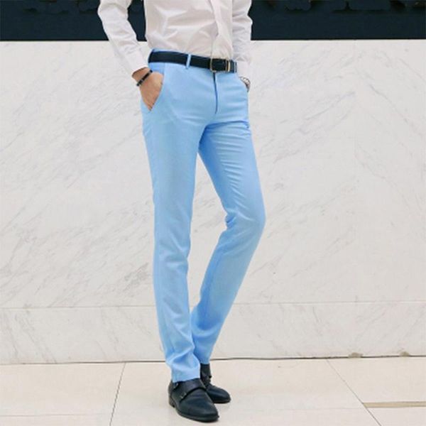 men pants casual solid color trousers autumn business office slim pencil men's, Black
men pants casual solid color trousers autumn business office slim pencil men's, Black