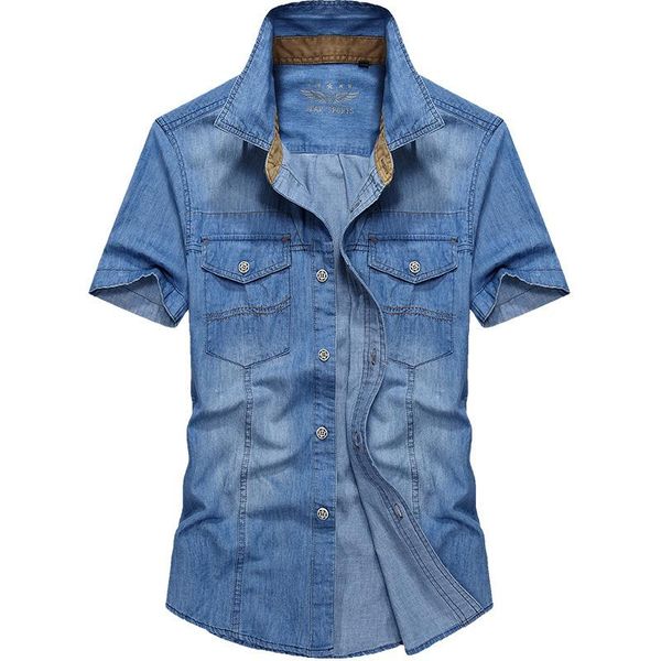 summer european denim style men's fashion casual brand short shirt cotton blue 4xl shirts, White;black
summer european denim style men's fashion casual brand short shirt cotton blue 4xl shirts, White;black