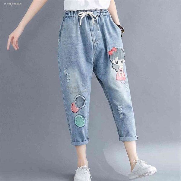 arrivals plus size cartoon women jeans embroidery denim fashion summer streetwear loose jean capris pants female 3xl 4xl, Blue
arrivals plus size cartoon women jeans embroidery denim fashion summer streetwear loose jean capris pants female 3xl 4xl, Blue