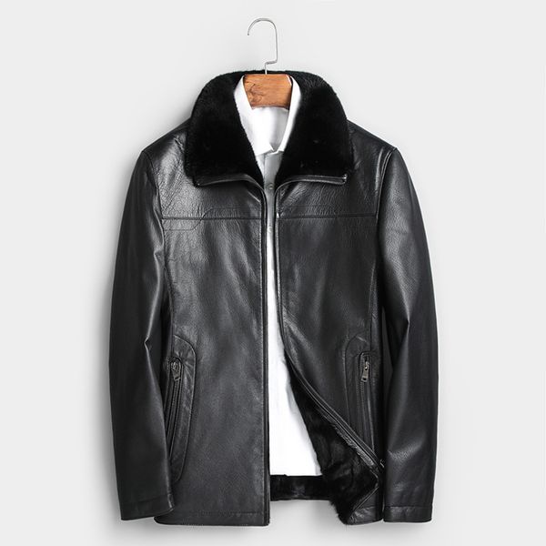 2021 new winter haining men's leather fur goat liner mink casual coat, Black
2021 new winter haining men's leather fur goat liner mink casual coat, Black