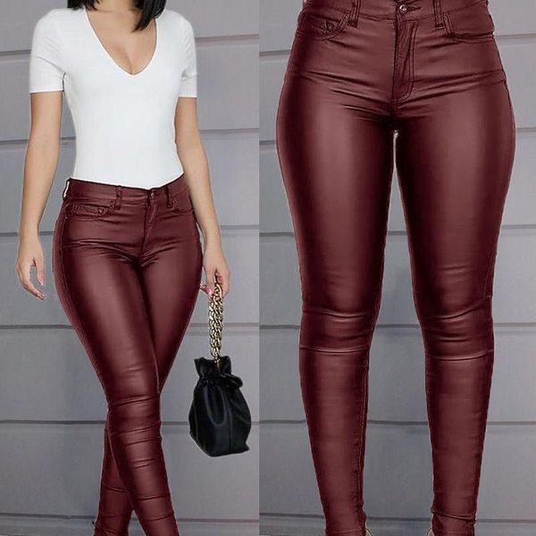 women's leggings ladies high waist pu leather pants 2021 spring and autumn fashion stretch solid color casual tight pencil trousers, Black
women's leggings ladies high waist pu leather pants 2021 spring and autumn fashion stretch solid color casual tight pencil trousers, Black