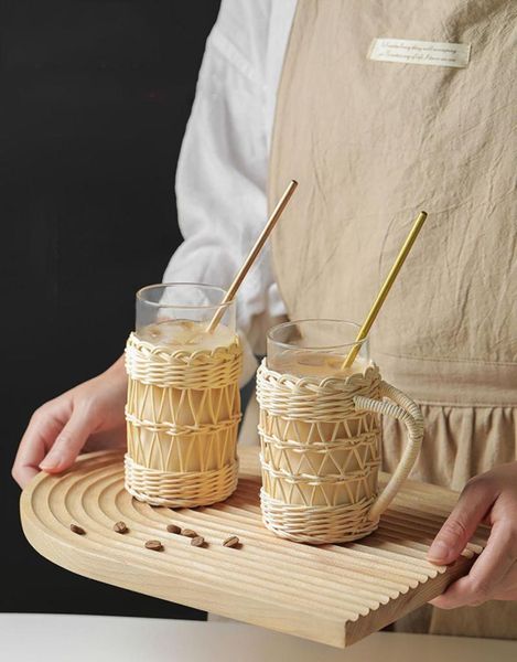 wine glasses fashion glass water milk cup with handle heat resistant rattan plaited body cover household bottle
wine glasses fashion glass water milk cup with handle heat resistant rattan plaited body cover household bottle