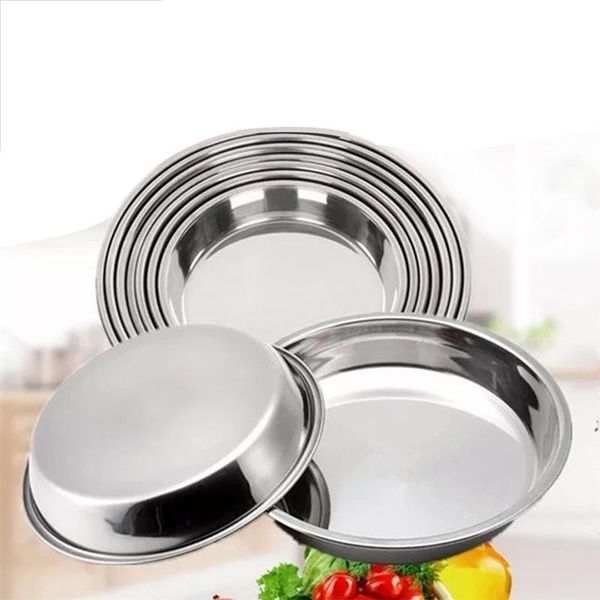 dishes & plates 24/26/28/30cm stainless steel non-magnetic flat round plate portable dish fruit cake baking pan (silver)
dishes & plates 24/26/28/30cm stainless steel non-magnetic flat round plate portable dish fruit cake baking pan (silver)