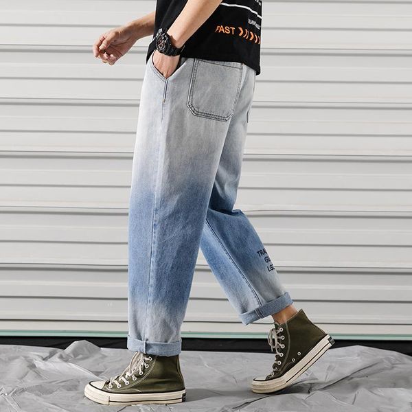 men's jeans mens fashion gradient pants 2021 spring straight casual ankle-length men denim harem hip hop male trousers, Blue
men's jeans mens fashion gradient pants 2021 spring straight casual ankle-length men denim harem hip hop male trousers, Blue