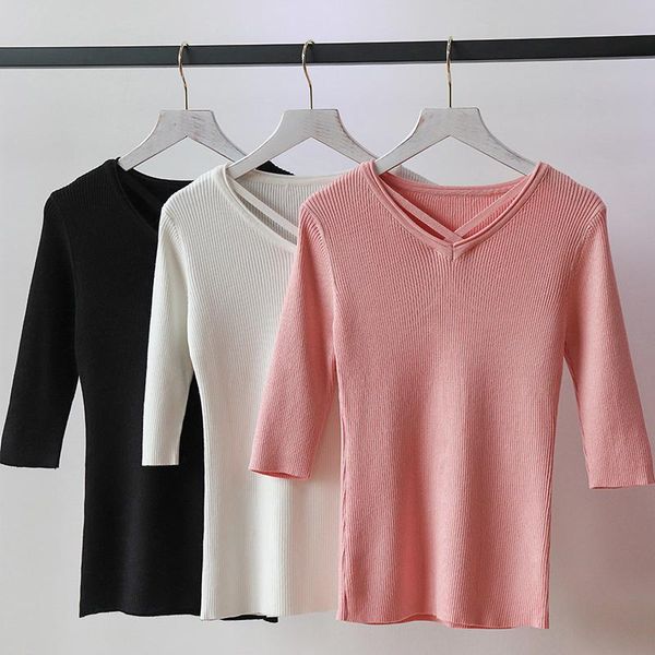 women's sweaters slim cute women korean womens pullover v-neck standard casual knitted black white pink knit sweater, White;black
women's sweaters slim cute women korean womens pullover v-neck standard casual knitted black white pink knit sweater, White;black