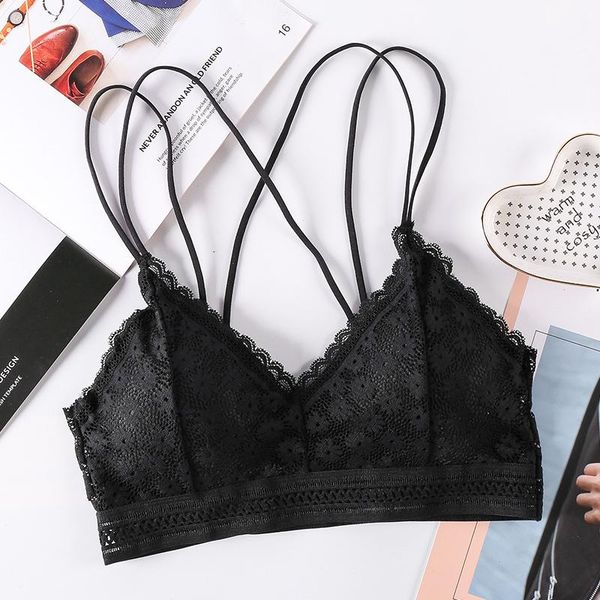 bras women lace bra triangle cup underwear intimates floral spaghetti strap lingerie backless vest padded bralette, Red;black
bras women lace bra triangle cup underwear intimates floral spaghetti strap lingerie backless vest padded bralette, Red;black