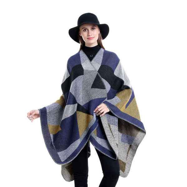scarves autumn winter plus size warm plaid ponchos and capes for women oversized shawls wraps cashmere pashmina femme bufanda, Blue;gray
scarves autumn winter plus size warm plaid ponchos and capes for women oversized shawls wraps cashmere pashmina femme bufanda, Blue;gray