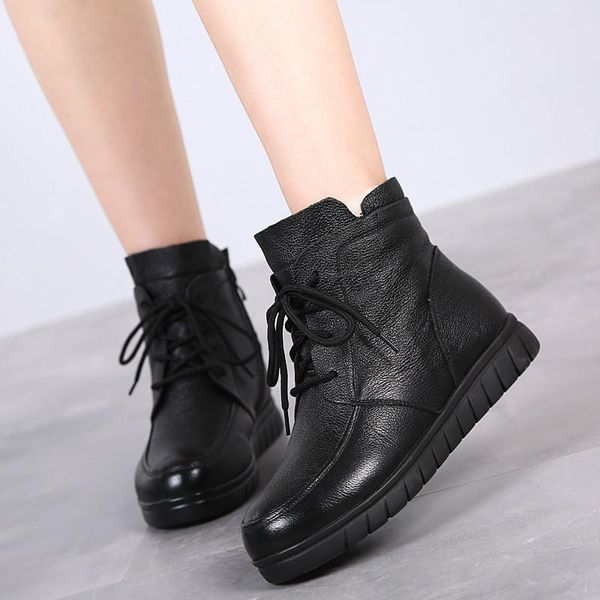 boots 2021 women snow winter retro genuine leather wool warm fashion ankle boot flat thick bottom casual women's cotton shoes, Black
boots 2021 women snow winter retro genuine leather wool warm fashion ankle boot flat thick bottom casual women's cotton shoes, Black