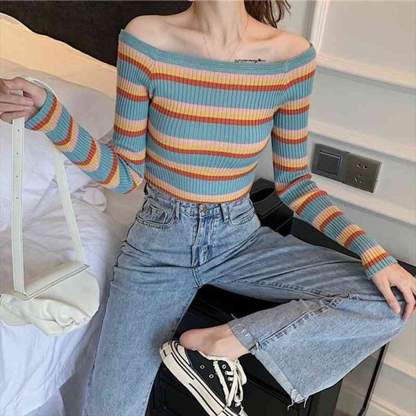 fashion women autumn winter sweater stripes print slim long sleeved one word collar bottom knit, White;black
fashion women autumn winter sweater stripes print slim long sleeved one word collar bottom knit, White;black