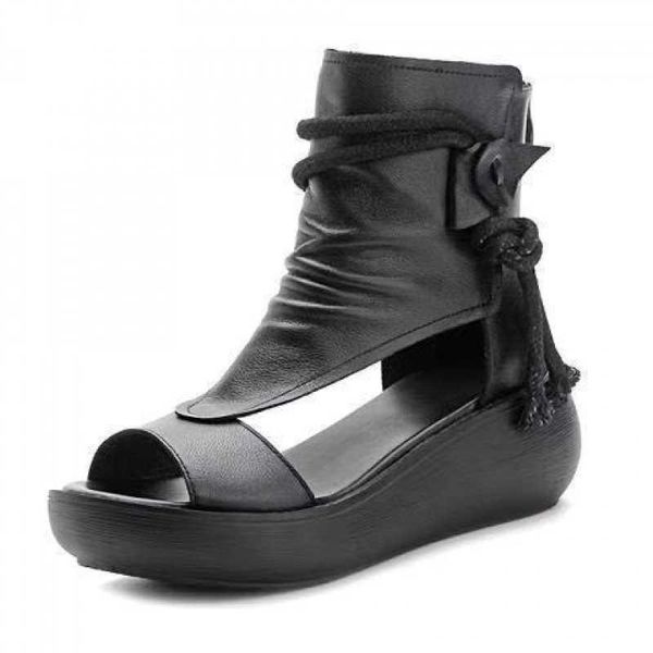 women summer sandals mid heels wedges shoes ladies vintage pu leather plus size sandalia dress, Black
women summer sandals mid heels wedges shoes ladies vintage pu leather plus size sandalia dress, Black