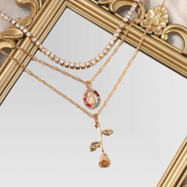 chains just feel colorful crystal virgin mary portrait pendant necklace for women multi-layer flowers rhinestone chain jewelry, Silver
chains just feel colorful crystal virgin mary portrait pendant necklace for women multi-layer flowers rhinestone chain jewelry, Silver