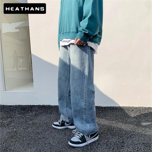 men's jeans solid color denim straight loose jean pant male punk baggy retro leisure chic cowboy trousers men ankle length pants, Blue
men's jeans solid color denim straight loose jean pant male punk baggy retro leisure chic cowboy trousers men ankle length pants, Blue