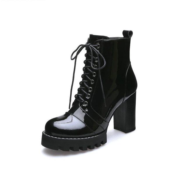 boots 2021 genuine leather women lace up autumn winter ankle for platform heels, Black
boots 2021 genuine leather women lace up autumn winter ankle for platform heels, Black
