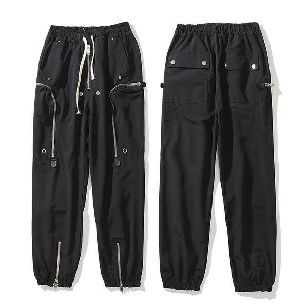 men's pants ro style high street dark functional zipper with drawcord elastic casual slim pants, Black
men's pants ro style high street dark functional zipper with drawcord elastic casual slim pants, Black