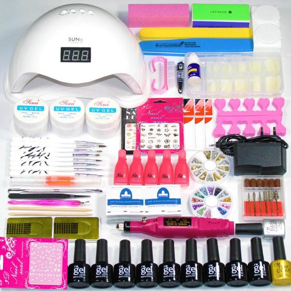 nail art kits tool kit 36w/48w/54w uv led lamp set choose 9 colors gel polish base coat electric manicure handle
nail art kits tool kit 36w/48w/54w uv led lamp set choose 9 colors gel polish base coat electric manicure handle