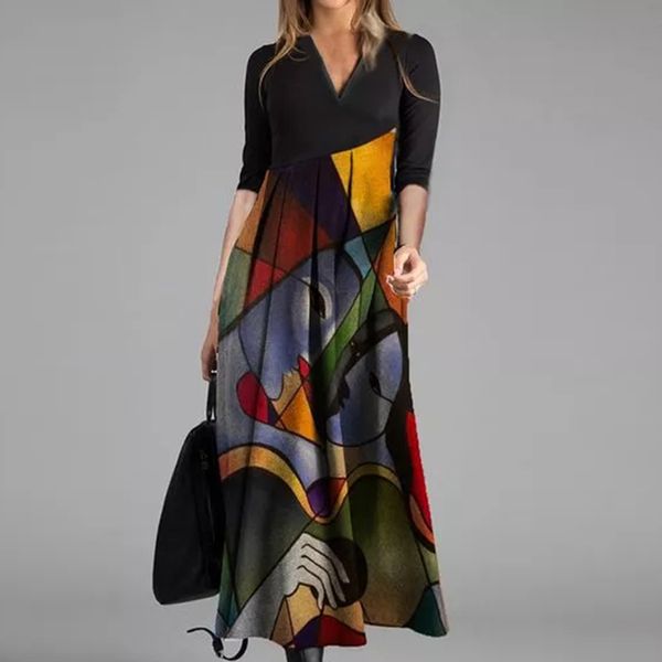 2021v neck cartoon print women long dress spring buttoned patchwork party dress autumn long sleeve vintage maxi dresses vestido, Black;gray
2021v neck cartoon print women long dress spring buttoned patchwork party dress autumn long sleeve vintage maxi dresses vestido, Black;gray