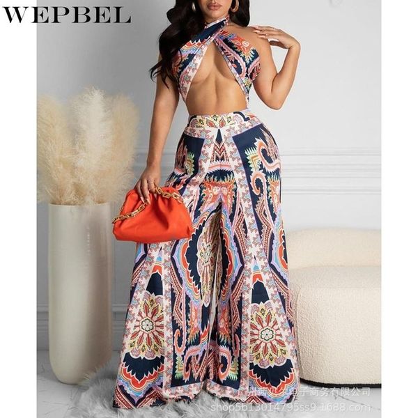 women's two piece pants wepbel slim fit printing suit summer elastic high waist wide leg + halter strapless sleeveless top, White
women's two piece pants wepbel slim fit printing suit summer elastic high waist wide leg + halter strapless sleeveless top, White