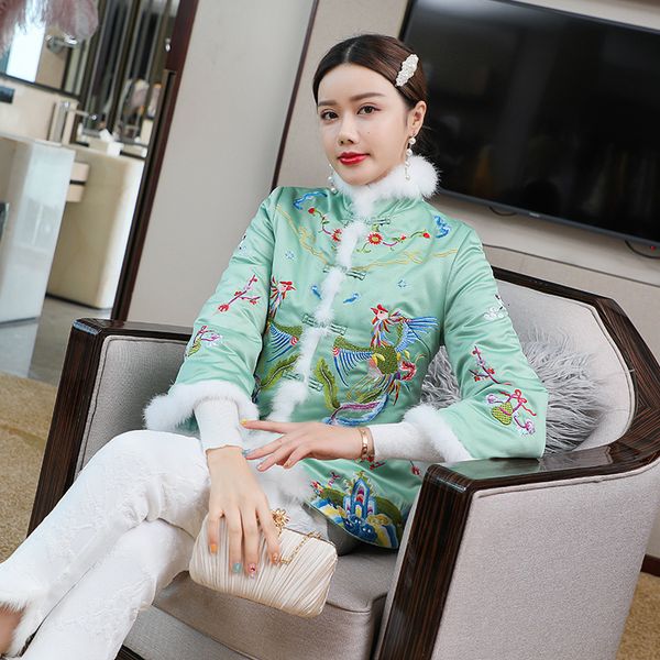 women's 2021 winter female vintage embroidery rabbit hair patchwork long sleeve green brown parka coat outwear, Black;red
women's 2021 winter female vintage embroidery rabbit hair patchwork long sleeve green brown parka coat outwear, Black;red