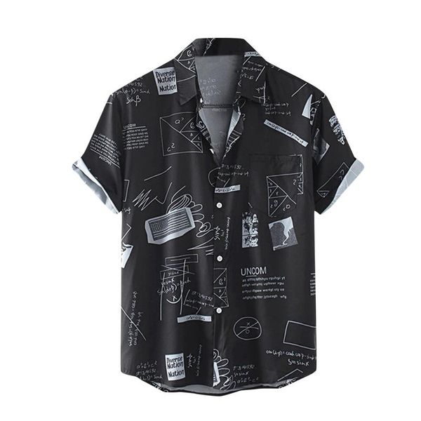 men's casual shirts geometric letter printed camisas de hombre men shirt short sleeve button turn-down collar camisa masculina, White;black
men's casual shirts geometric letter printed camisas de hombre men shirt short sleeve button turn-down collar camisa masculina, White;black