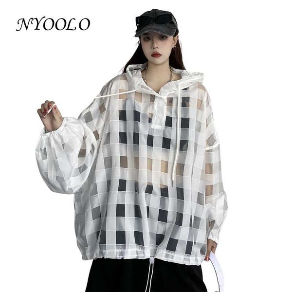 women's jackets nyoolo casual organza plaid patchwork drawstring oversized hooded pullovers jacket women sun protection clothing summer, Black;brown
women's jackets nyoolo casual organza plaid patchwork drawstring oversized hooded pullovers jacket women sun protection clothing summer, Black;brown