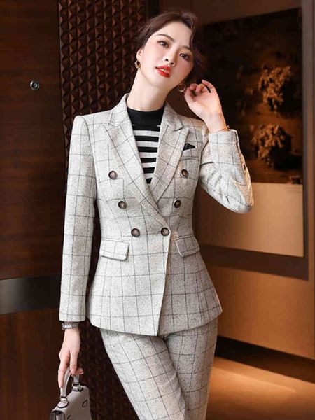 women's two piece pants plaid formal career blazers suits ladies office uniform designs pantsuits professional women business work wear, White
women's two piece pants plaid formal career blazers suits ladies office uniform designs pantsuits professional women business work wear, White
