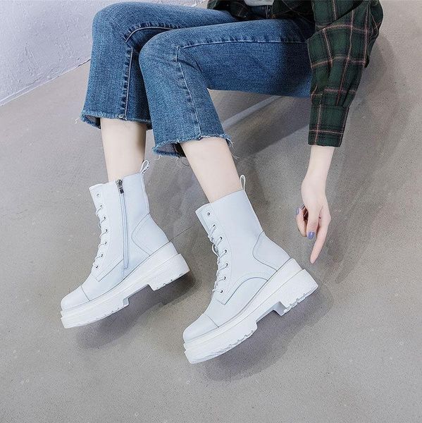 boots platform ankle women shoes white leather punk thick bottom motorcycle, Black
boots platform ankle women shoes white leather punk thick bottom motorcycle, Black