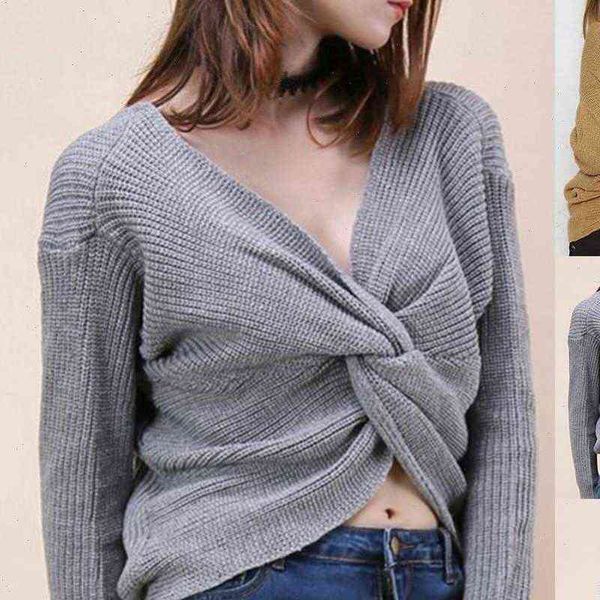 autumn winter women sweaters twisted backless women jumpers solid color slim v neck sweater jumper drop shipping, White;black
autumn winter women sweaters twisted backless women jumpers solid color slim v neck sweater jumper drop shipping, White;black