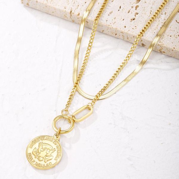 pendant necklaces fashion jewelry for women 2021 women's coin pendants 2 layers gold metal chain necklace female trend accessory, Silver
pendant necklaces fashion jewelry for women 2021 women's coin pendants 2 layers gold metal chain necklace female trend accessory, Silver