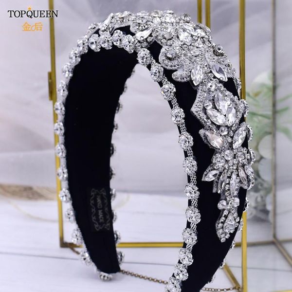 hair clips & barrettes ueen fg23 baroque bride headwear simulation diamond hairbands accessories designer band handmade padded wedding h, Golden;silver