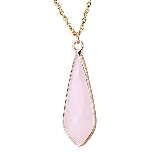 rhomb rose quartz powder pink crystal pendant stainless steel chain necklace, Silver
rhomb rose quartz powder pink crystal pendant stainless steel chain necklace, Silver