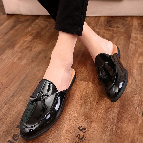 luxury brand patent leather 3846 slippers men flip flops sandals classic mules slides outdoor man tassel shoes zapatos hombre, Black
luxury brand patent leather 3846 slippers men flip flops sandals classic mules slides outdoor man tassel shoes zapatos hombre, Black