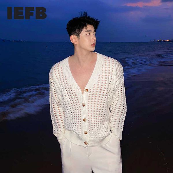 iefb men's thin hollow out sweater cardigan coat man women korean spring summer streetwear vintage knitwear v-neck 210929, White;black
iefb men's thin hollow out sweater cardigan coat man women korean spring summer streetwear vintage knitwear v-neck 210929, White;black