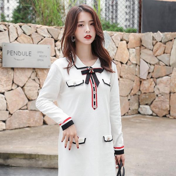 fashion products summer xiaoxiangfeng neck bow long sleeve temperament knit dress women casual dresses, Black;gray
fashion products summer xiaoxiangfeng neck bow long sleeve temperament knit dress women casual dresses, Black;gray