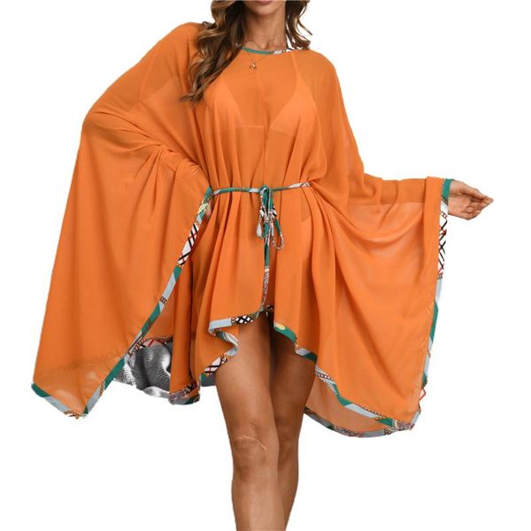 women long-sleeved bikini blouse loose contrast color cover ups casual high waist sun protection clothing shirts women's swimwear, White;black
women long-sleeved bikini blouse loose contrast color cover ups casual high waist sun protection clothing shirts women's swimwear, White;black
