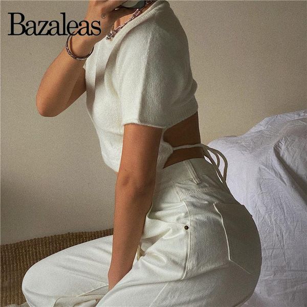 women's sweaters bazaleas retro backless tine pull femme o neck cropped sweater short sleeve women vintage crop knitted pullover, White;black
women's sweaters bazaleas retro backless tine pull femme o neck cropped sweater short sleeve women vintage crop knitted pullover, White;black