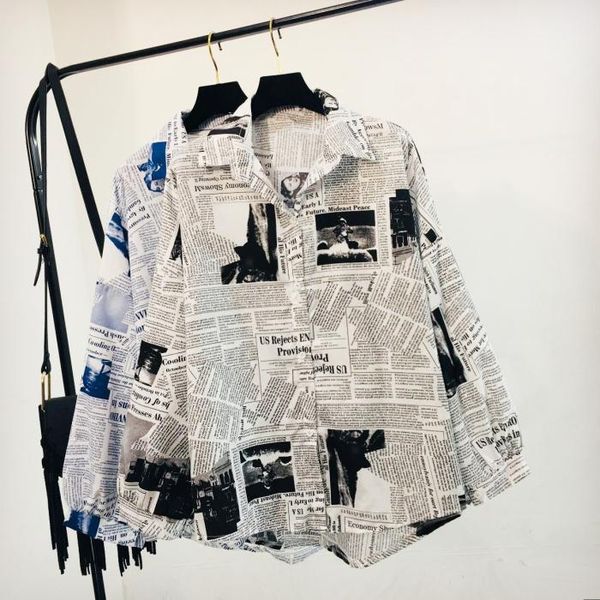women's blouses & shirts women turn down collar loose retro spaper print long sleeve palazzo blouse shirt asymmetric, White
women's blouses & shirts women turn down collar loose retro spaper print long sleeve palazzo blouse shirt asymmetric, White