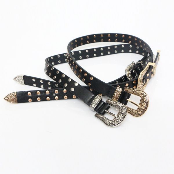 designer belts 2023 fashion carved metal double head buckle thin waist seal punk style rivet belt women's belt black, Silver
designer belts 2023 fashion carved metal double head buckle thin waist seal punk style rivet belt women's belt black, Silver