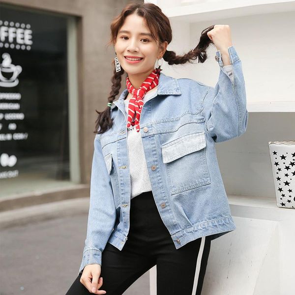 women's jackets fashionable autumn style college color matching pocket loose denim jacket, Black;brown
women's jackets fashionable autumn style college color matching pocket loose denim jacket, Black;brown