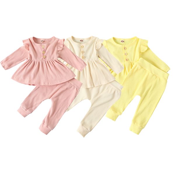 2 pcs infant ribbed outfits toddler long sleeve round neck ruffle skirt-like elastic trousers 0-24m, White
2 pcs infant ribbed outfits toddler long sleeve round neck ruffle skirt-like elastic trousers 0-24m, White
