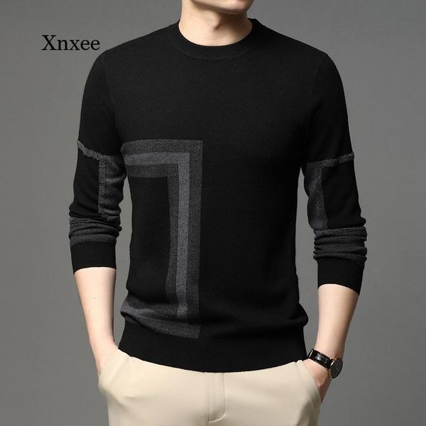 men's sweaters wool pullover sweater fashion mens knit black crew neck autum winter casual jumper high end designer brand clothes, White;black
men's sweaters wool pullover sweater fashion mens knit black crew neck autum winter casual jumper high end designer brand clothes, White;black